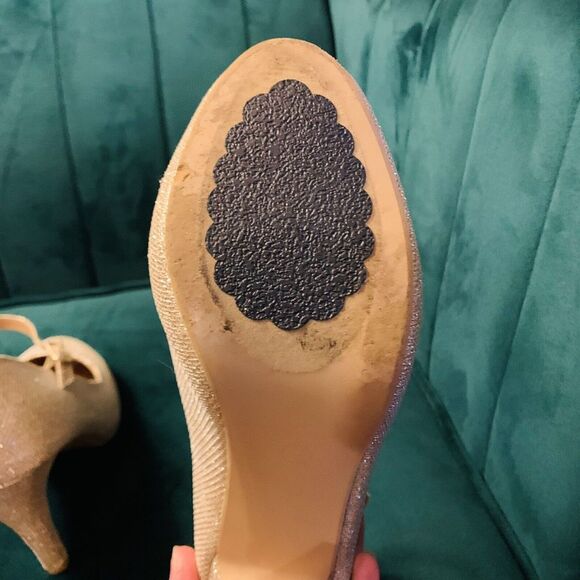 Bella Marie Womens 8.5 Gold Glitter Heel - Fancy Glitz Sparkle - Picture 6 of 12